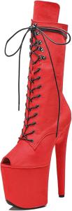 Ботильоны для пол-дэнса WUXIN H&P 8 дюймов на каблуке для женщин, экзотические ботинки на шпильке с высоким каблуком 20 см и платформой, Red