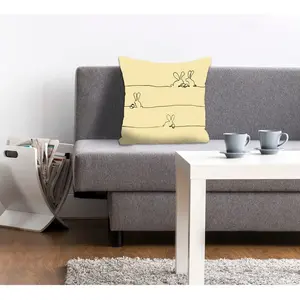 Декоративная подушка queence Bunny Family yellow с пасхальной парой кроликов Queence, Frühlingsgelb + bedruckt