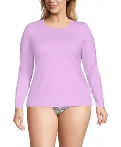 Пляжная рубашка с длинным рукавом Plus Size SunShade UPF 50 Lands' End, фиолетовый