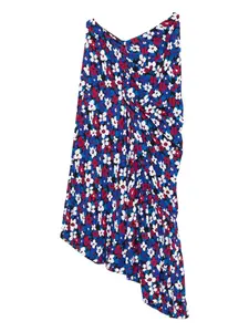 Юбка асимметричного кроя с цветочным принтом colville, синий