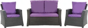 Комплект садовых подушек из полираттана, фиолетовый - подушка сиденья 100x50 см + 2 подушки спинки 56x52 см - подушки для 4-местного садового дивана и садового стула/кресла