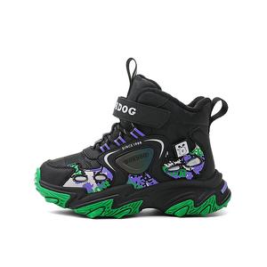 Детские утепленные ботинки Kids BOBDOG, черный/зеленый