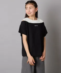 Футболка с открытыми плечами и многослойным логотипом Avv, цвет Black