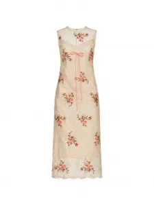 Кружевное платье с цветочным узором Simone Rocha, бежевый