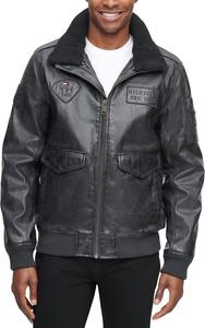 Мужская куртка-бомбер из искусственной кожи Tommy Hilfiger, Black/Patches