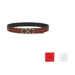 Кожаный ремень Gancini Ferragamo, темно-хаки