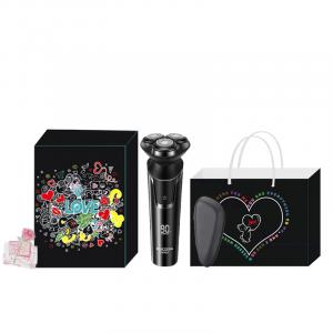 Роторная бритва fs903 для всего тела, моющаяся, для влажного и сухого бритья, быстрая зарядка за 1 час, электрическая FLYCO, FS903 черный LOVE Bear Box+Storage Bag