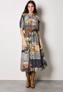 Платье-Миди с лоскутным принтом Apricot, Navy