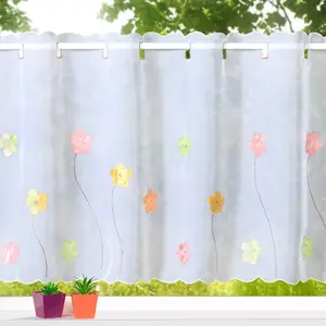 Занавеска для кафе , вуаль, вышитая аппликация, цветочная декоративная занавеска, прозрачная, цветная, вышитая, украшение для окна, занавеска для бистро, тип бордюра 822, высота x ширина 45 x 118 см heimtexland