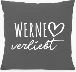 Подушка для дивана Huuraa Werne in Love Gift 40x40 см с наполнителем из серо-стального хлопка Werne Souvenir Hellweg Druckerei