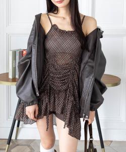 Прозрачная туника в клетку со сборками