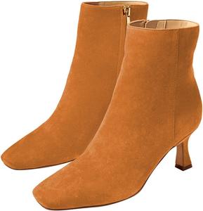 Женские удобные ботильоны FSJ с молнией, средний каблук, квадратный носок, классические, легко надеваются, офисные ботинки, размер 4-15 США, Dark Orange