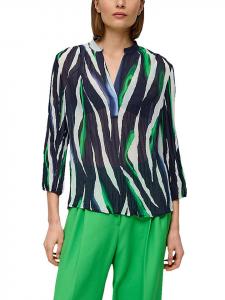 Блуза sOliver BLACK LABEL, цвет dunkelblau/weiß/grün