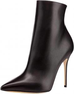 Женские модные ботильоны FSJ на высоком каблуке с заклепками, закрытым заостренным носком, шпильки, молния, осенне-зимняя обувь, размеры 4-15 М US, Black Matte