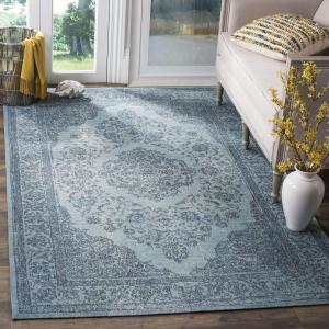 Ковер SAFAVIEH, 244 x 305 см, Classic Vintage Collection, Blue, Oriental Medallion Cotton Design, Easy Care, идеально подходит для помещений с высокой проходимостью в гостиной, спальне (CLV121C)