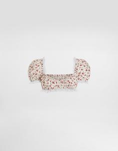 Маленький топ из поплина с принтом в розы DOLCE & GABBANA, мультиколор