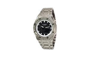Часы Casio G-Shock Analog-Digital 2100 Series, арт. GA-2100SKE-7A, серебристый/черный/стразы