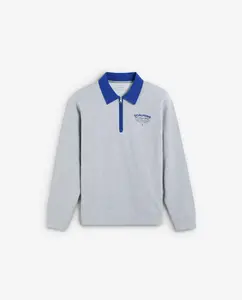 Мужская толстовка без капюшона с воротником поло, с полу-молнией и обычным кроем Scalpers, серый