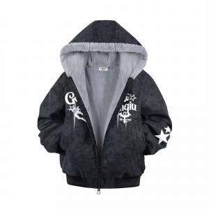 Пуховик Unisex с капюшоном, утепленный флисом HUANQIU, черный