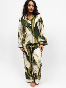 Комплект пижамы Maida Vale с длинными рукавами и цветочным принтом Fable & Eve, Olive Green