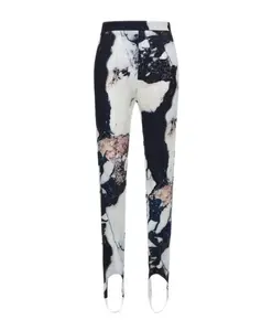 Брюки с мраморным принтом, черно-белые, женские. Roberto Cavalli, мультиколор