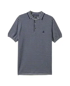 Полосатая трикотажная рубашка-поло из хлопка, шелка и льна Brooks Brothers, синий