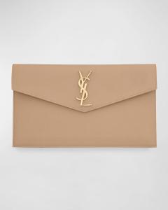 Клатч Uptown YSL из зерненой кожи Saint Laurent, цвет Dark Beige