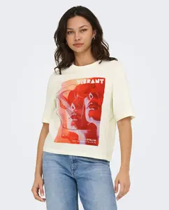 Женская футболка оверсайз с графическим принтом Only, белый