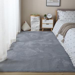 Budis Ковер 180х250 см для спальни/гостиной, утепленный длинный плюш, сине-серый короткий мех