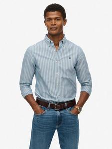 Оксфордская рубашка из органического хлопка Regular Fit в полоску Superdry, Navy/Peppermint