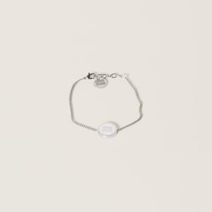 Браслет из металла с эмалью MIU MIU, белый