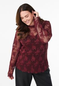 Блуза Zizzi Blouse, Tawny Port/Bordeaux