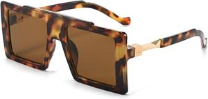 Солнцезащитные очки Melrose Luxury Y2K Punk прямоугольной формы для женщин, классические, модные, с защитой от УФ-излучения UV400, винтажные, для активного отдыха, модель 9027, Leopard