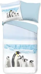 Комплект постельного белья Dream Sleep Flannel Penguin White 135x200 см + 80x80 см Traumschlaf