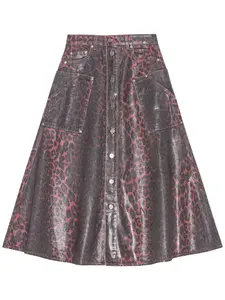 Юбка миди с леопардовым принтом GANNI, серый