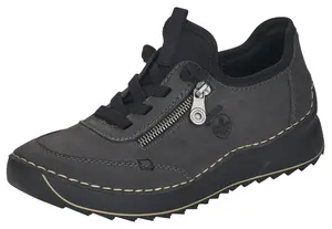 Кроссовки Rieker, туфли на шнуровке, полуботинки, тапочки с контрастной строчкой, черный