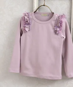Топ с оборками на плечах (с длинным рукавом) (80-130 см) Panpantutu, цвет Cream Lavender