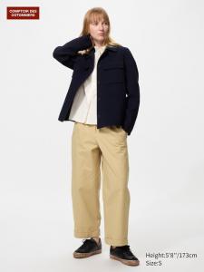 Хлопковые мешковатые брюки Uniqlo, 32 beige