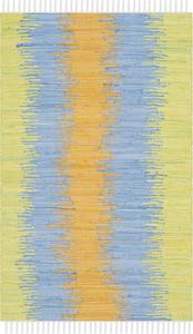 Ковер SAFAVIEH, 77 x 122 см, Montauk Collection, Green & Gold, ручной работы, полосатый с бахромой, хлопковый, идеален для помещений с высокой проходимостью: прихожая, гостиная, спальня (MTK710B)