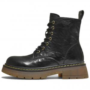 TATA Короткие женские ботинки мартин на среднем каблуке черные без подкладки, цвет Black (Unlined)