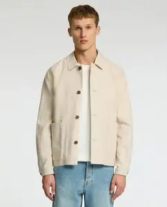 Мужской льняной спортивный пиджак без лацканов, стандартного кроя Selected, серый