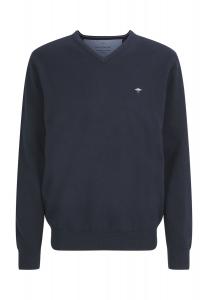 Мужской свитер с V-образным вырезом и вышивкой логотипа FYNCH-HATTON, темно-синий