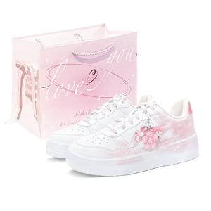 Li-Ning Floating Boat Shopping Bag, Peach Blossom Shadow, First Culture V Low top Skateboard Shoes, женские, бело-розовые