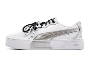 PUMA Skye Town White, минималистичные лоу-топ скейтборд кроссовки для женщин, серебристо-белые