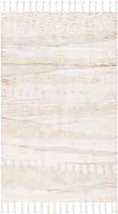 Ковер SAFAVIEH, 61 x 92 см, Kenya Collection, Ivory & Beige, ручной работы, марокканский бохо с плетеными кистями из шерсти, идеально подходит для помещений с высокой проходимостью: прихожая, гостиная, спальня (KNY958A)