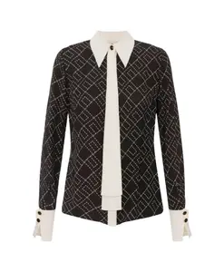 Рубашка из жоржета с воротником-шалью Elisabetta Franchi, черный