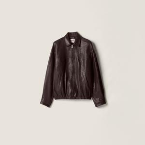 Кожаная куртка-блузон MIU MIU, коричневый