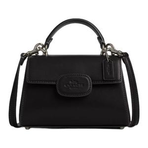 Eliza Premium Кожаная Сумка Через Плечо Миниатюрная Женская Золотая и Черная COACH