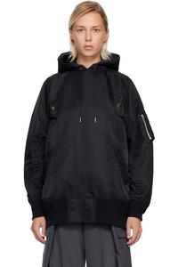 Худи из нейлоновой саржи Sacai, черный