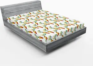 Простыня на резинке ABAKUHAUS с овощами, узор с силуэтами здоровой органической моркови, проиллюстрированная акварелью, 135 x 190 см, разноцветная Abakuhaus